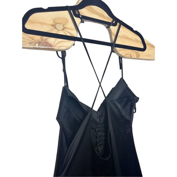 Jason Wu Black Satin Sleeveless LBW Open Low Back Midi Dress XL Women's - Picture 3 of 10